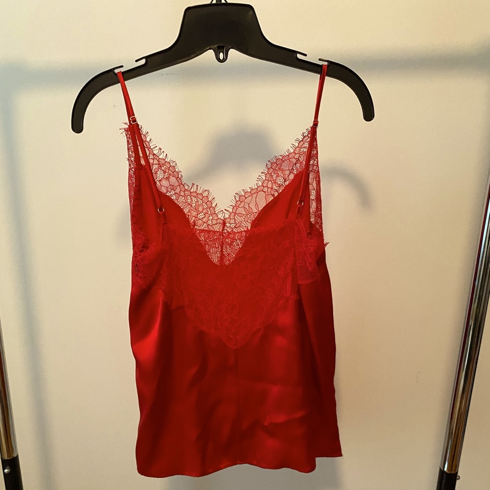 Red hot cami lace front & back -100% silk